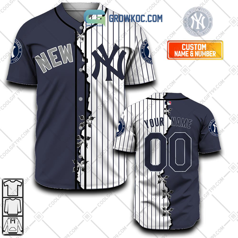 New York Yankees MLB Personalized Mix Baseball Jersey baseball jersey product view 1