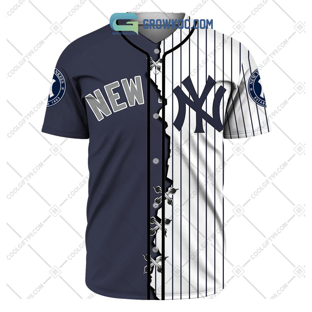 New York Yankees MLB Personalized Mix Baseball Jersey baseball jersey product view 2