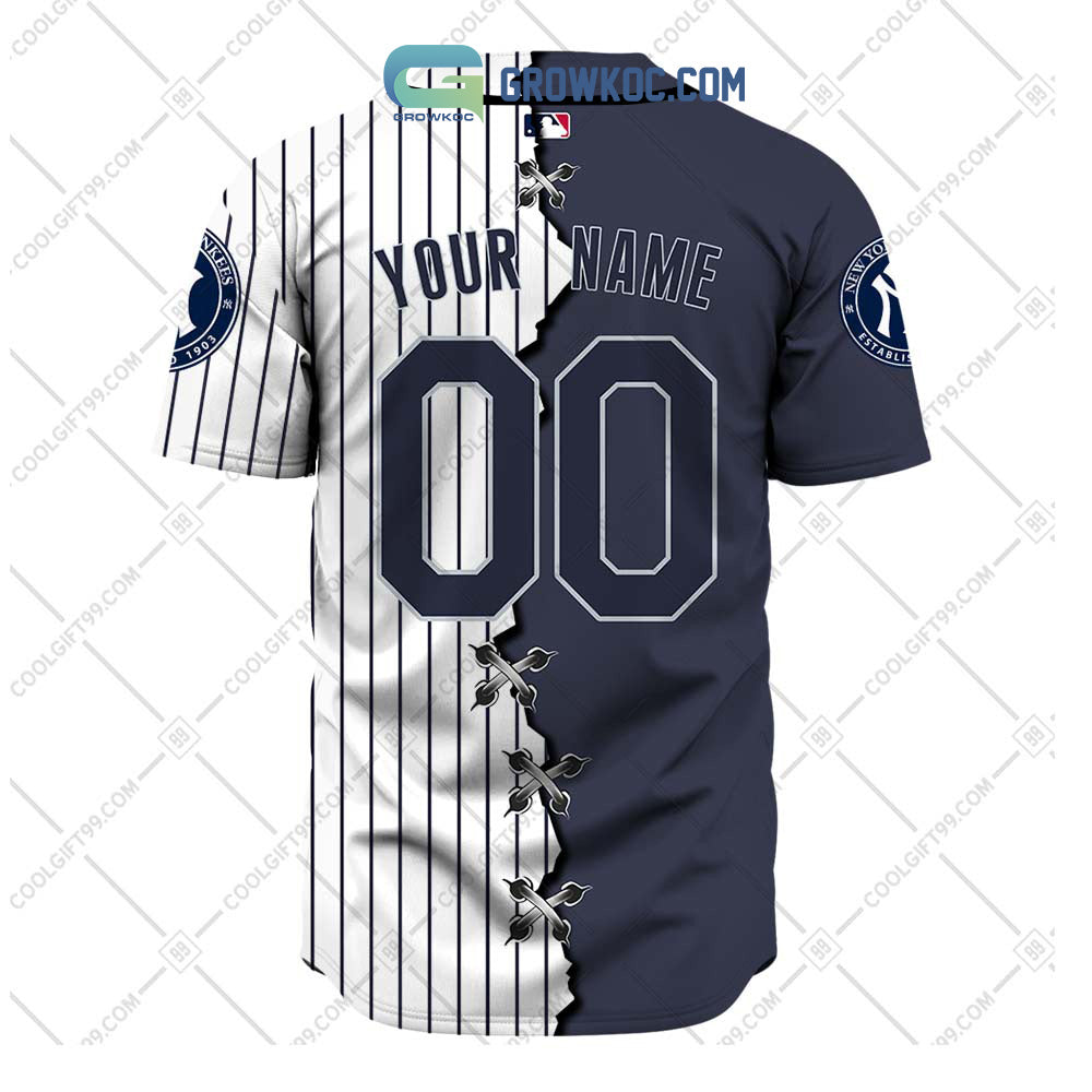 New York Yankees MLB Personalized Mix Baseball Jersey baseball jersey product view 3