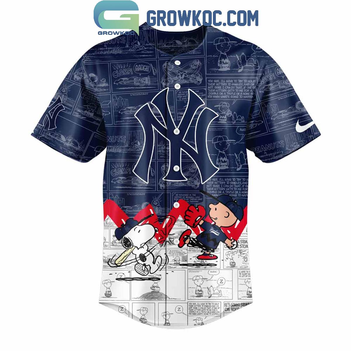 New York Yankees Peanuts 75th Anniversary Baseball Jersey baseball jersey product view 2