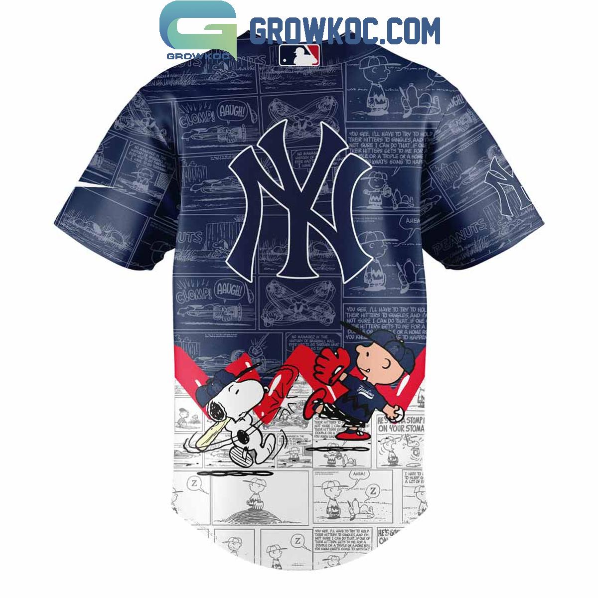 New York Yankees Peanuts 75th Anniversary Baseball Jersey baseball jersey product view 3