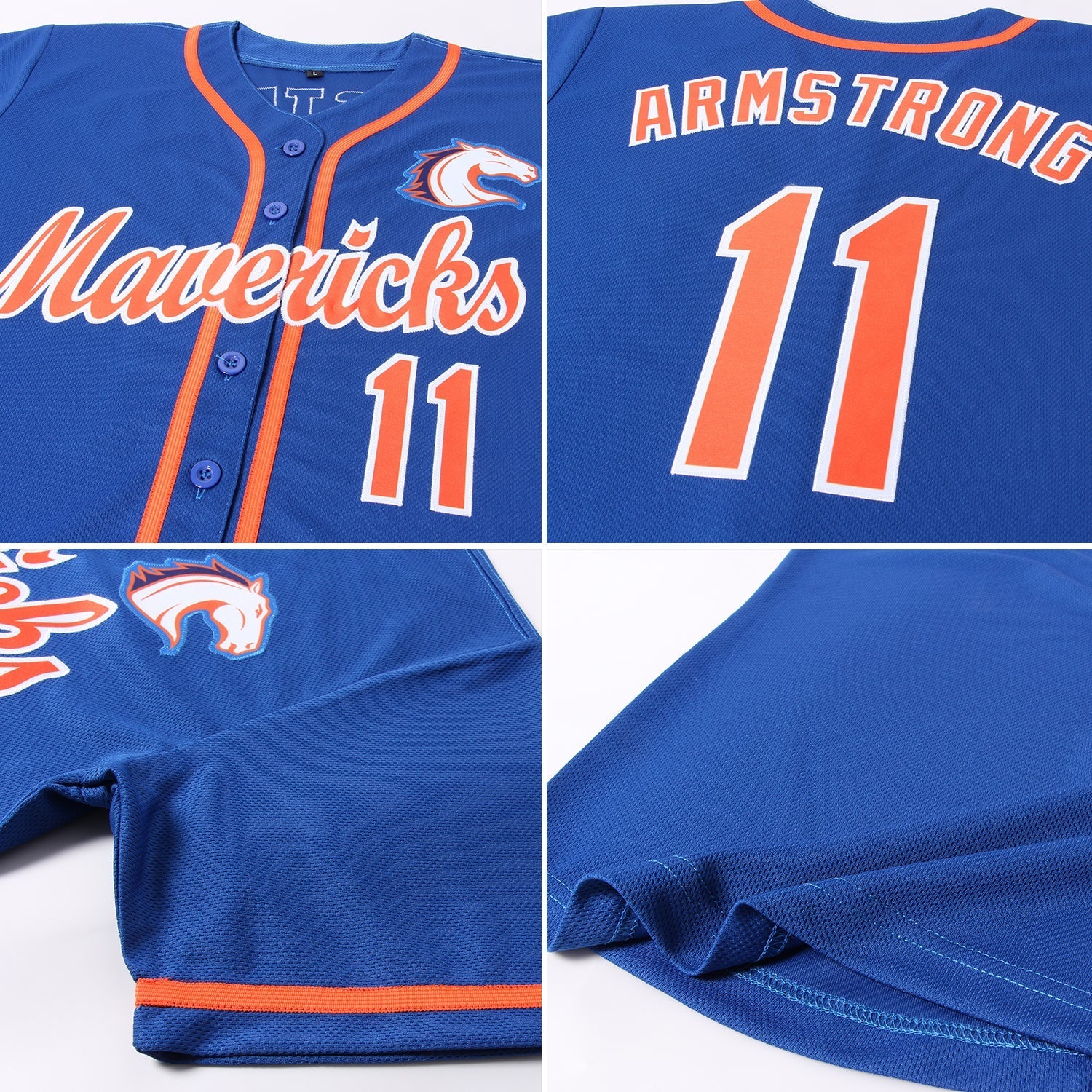 Custom Royal Orange-White Baseball Jersey baseball jersey product view 2