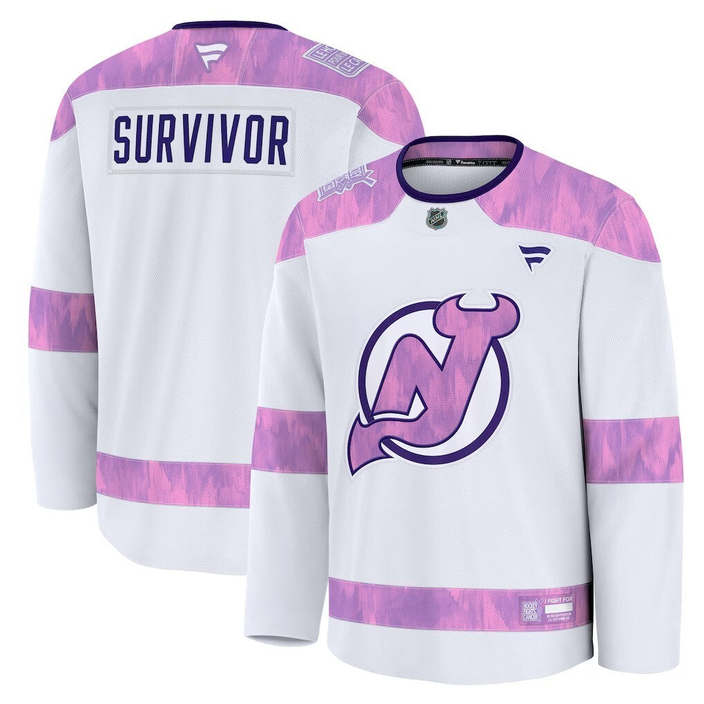 New Jersey Devils Fanatics Hockey Fights Cancer Practice Jersey - White Hockey Jersey hockey jersey product view 1