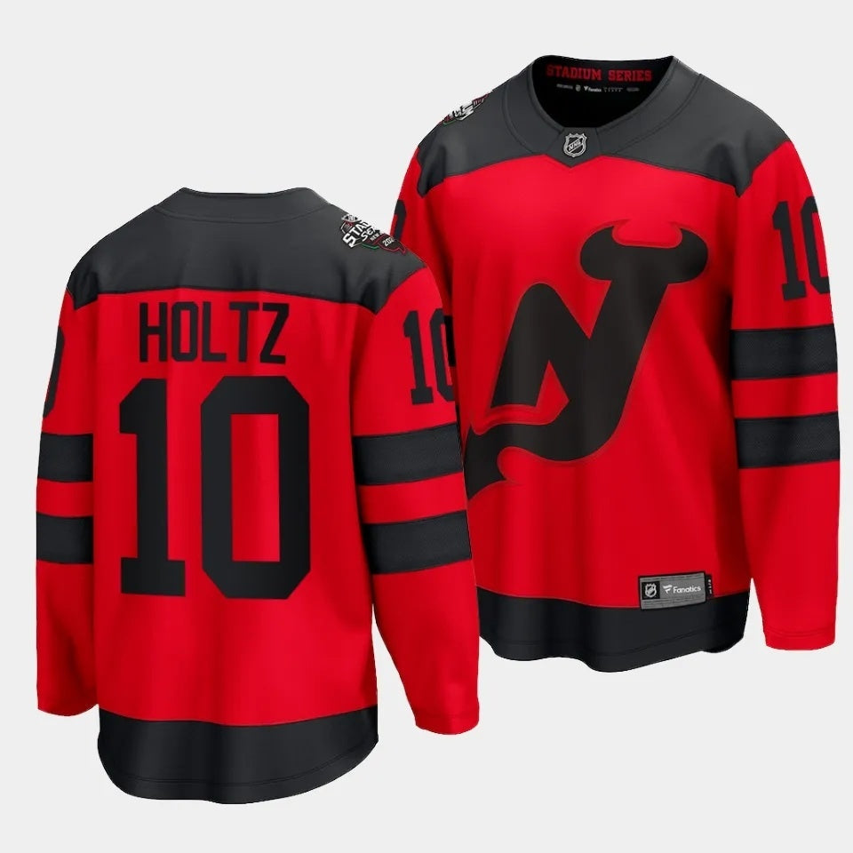 New Jersey Devils #10 Alexander Holtz 2024 NHL Stadium Series Jersey Red Hockey Jersey hockey jersey product view 1