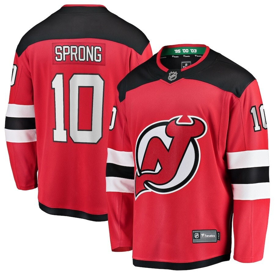 New Jersey Devils #10 Daniel Sprong Home Breakaway Jersey - Red Hockey Jersey hockey jersey product view 1