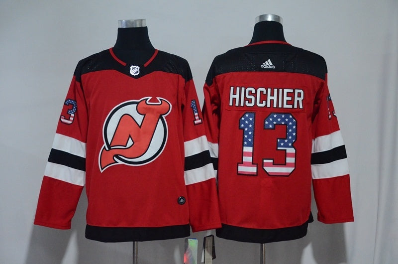 New Jersey Devils #13 Nico Hischier Hockey Jersey hockey jersey product view 1