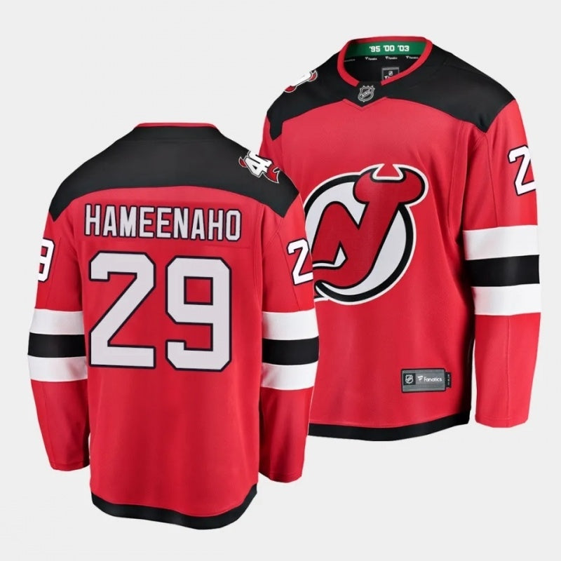 New Jersey Devils #29 lenni hameenaho red home jersey 2023 nhl draft Hockey Jersey hockey jersey product view 1