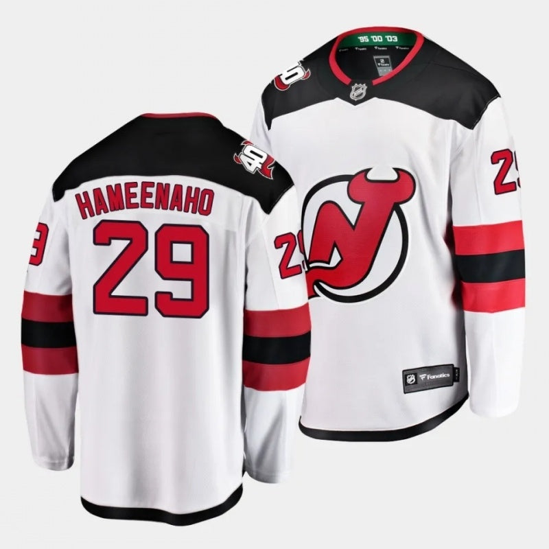 New Jersey Devils #29 lenni hameenaho white away jersey 2023 nhl draft Hockey Jersey hockey jersey product view 1