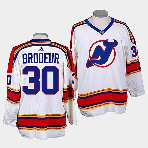 New Jersey Devils #30 martin-brodeur-white-reverse-retro-2.0-replica-jersey Hockey Jersey hockey jersey product view 1