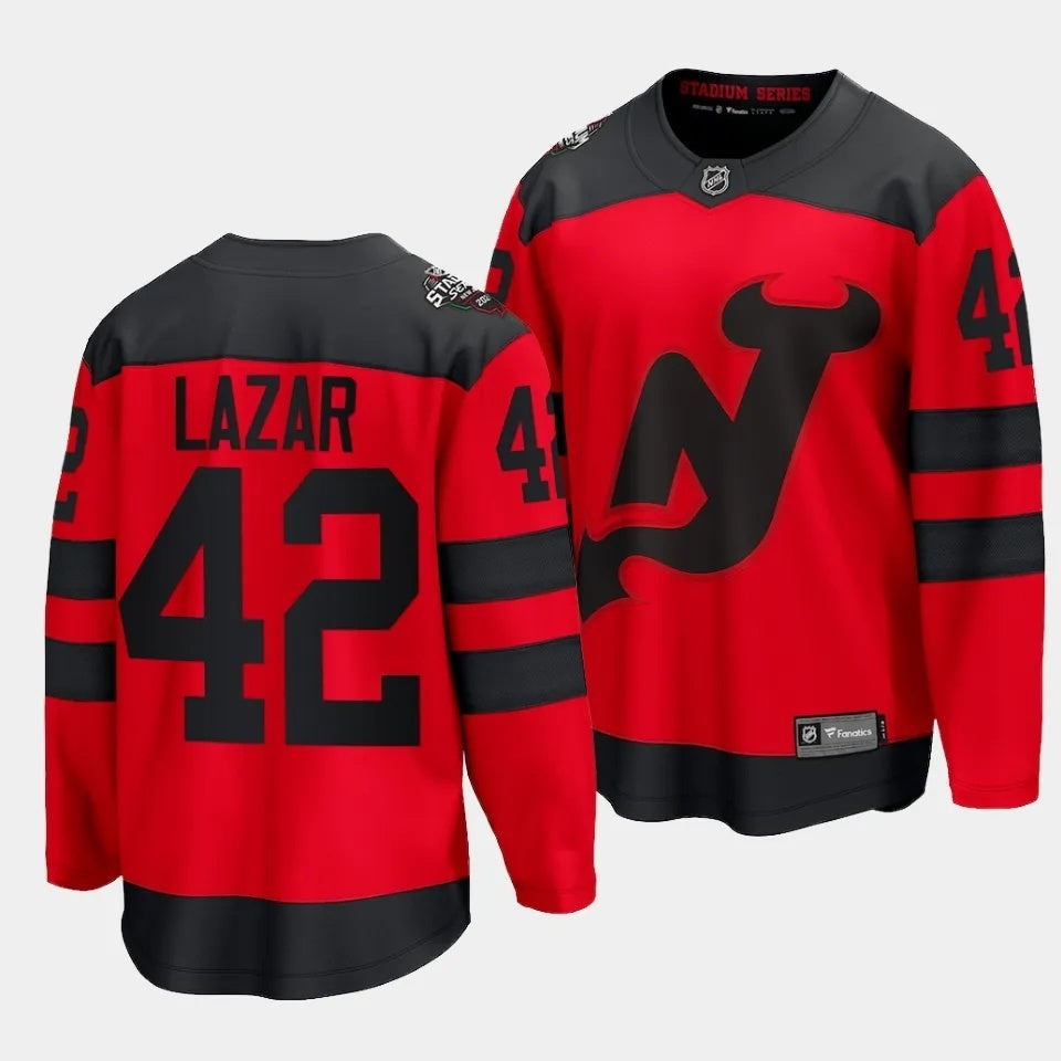 New Jersey Devils #42 Curtis Lazar 2024 NHL Stadium Series Jersey Red Hockey Jersey hockey jersey product view 1