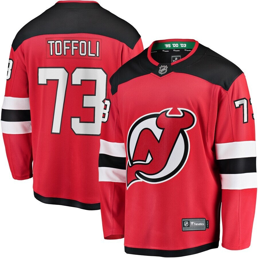 New Jersey Devils #73 Tyler Toffoli Home Breakaway Player Jersey - Red Hockey Jersey hockey jersey product view 1