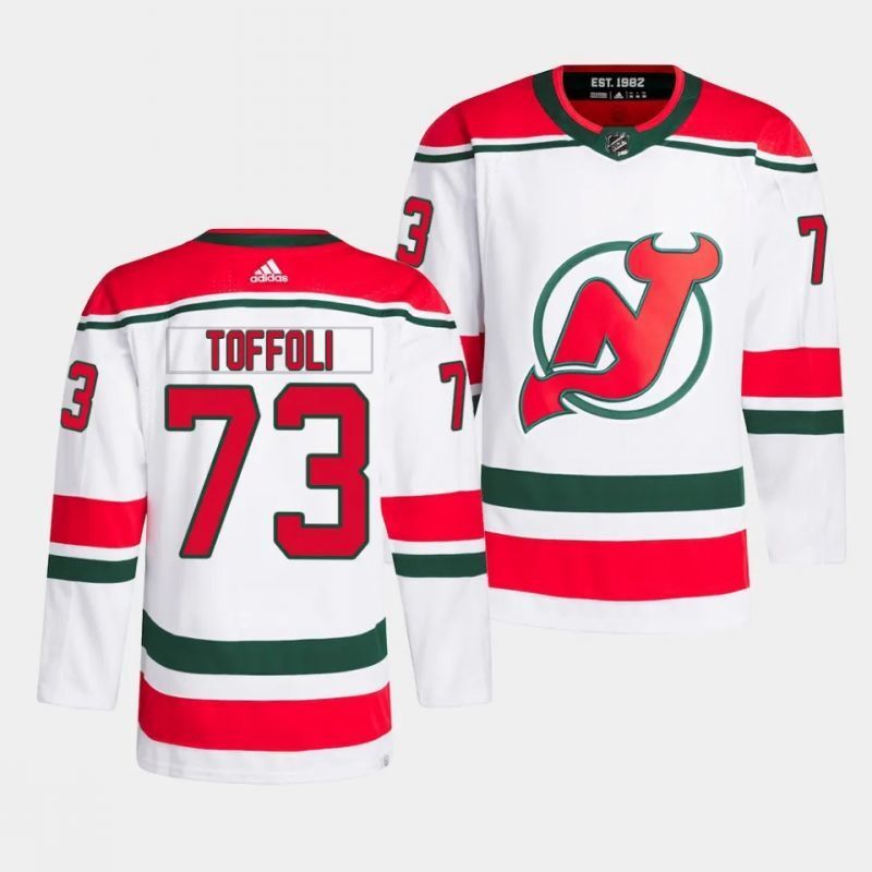 New Jersey Devils #73 tyler toffoli heritage primegreen authentic pro white jersey Hockey Jersey hockey jersey product view 1