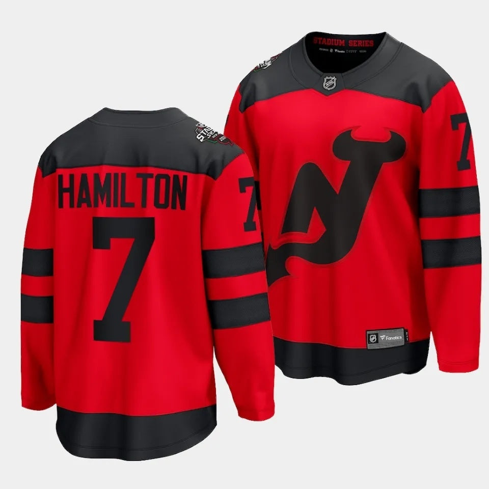 New Jersey Devils #7 Dougie Hamilton 2024 NHL Stadium Series Jersey Red Hockey Jersey hockey jersey product view 1