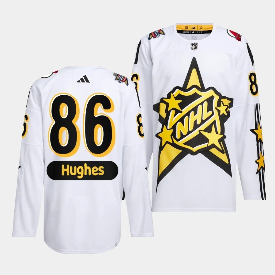New Jersey Devils #86 Jack Hughes 2024 NHL All-Star White Jersey Style 1 Hockey Jersey hockey jersey product view 1