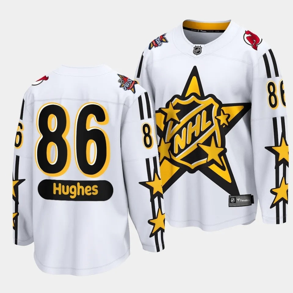 New Jersey Devils #86 Jack Hughes 2024 NHL All-Star White Jersey Style 2 Hockey Jersey hockey jersey product view 1