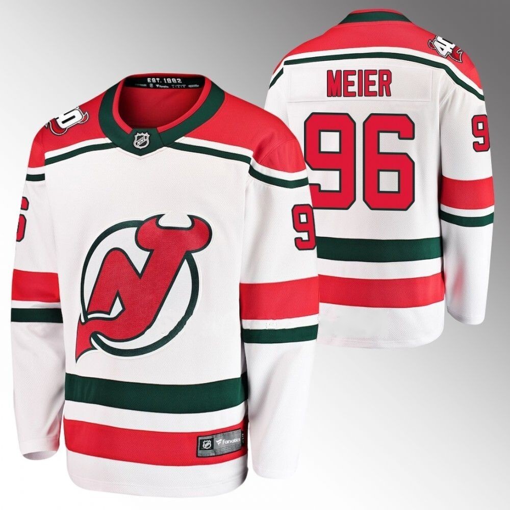 New Jersey Devils #96 Timo Meier White 40th Anniversary Jersey_conew1 Hockey Jersey hockey jersey product view 1