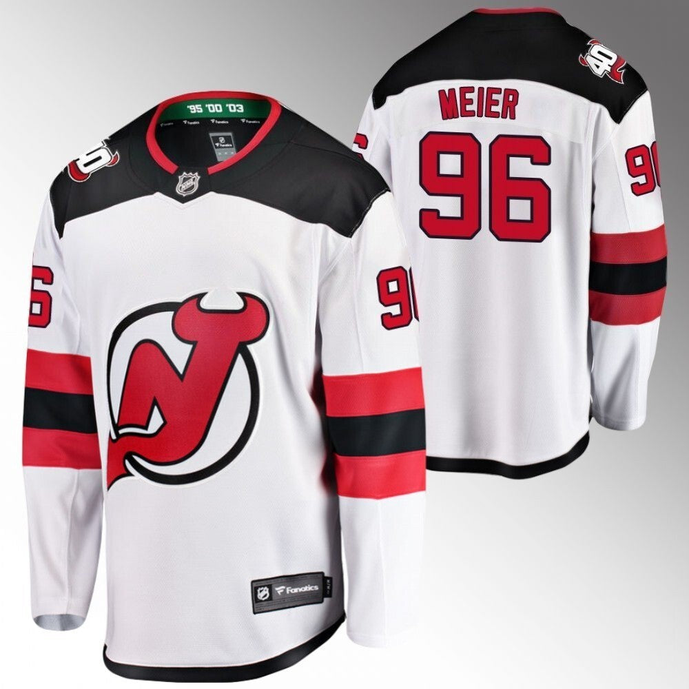 New Jersey Devils #96 Timo Meier White Away Jersey Hockey Jersey hockey jersey product view 1