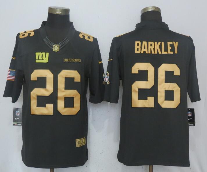 New New York Giants #26 Saquon Barkley Gold Anthracite Salute To Service Limited Jersey Football Jersey football jersey product view 1