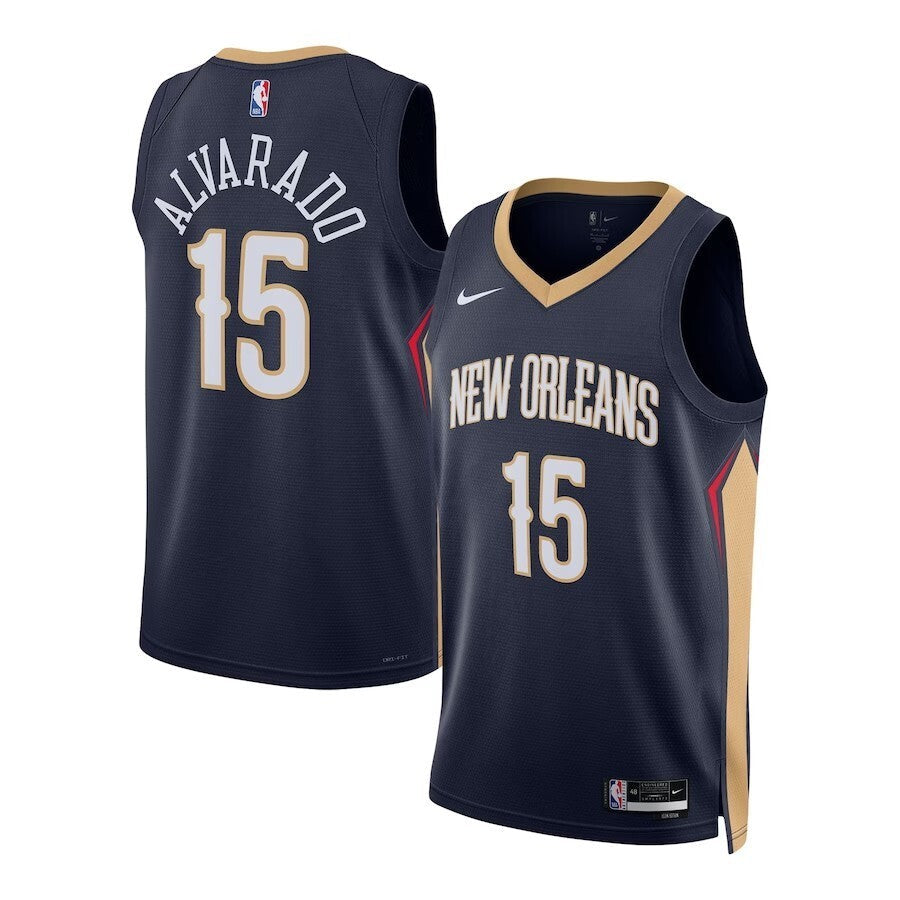 New Orleans Pelicans #15 Jose Alvarado Unisex Swingman Jersey - Association Edition - Navy basketball jersey product view 1