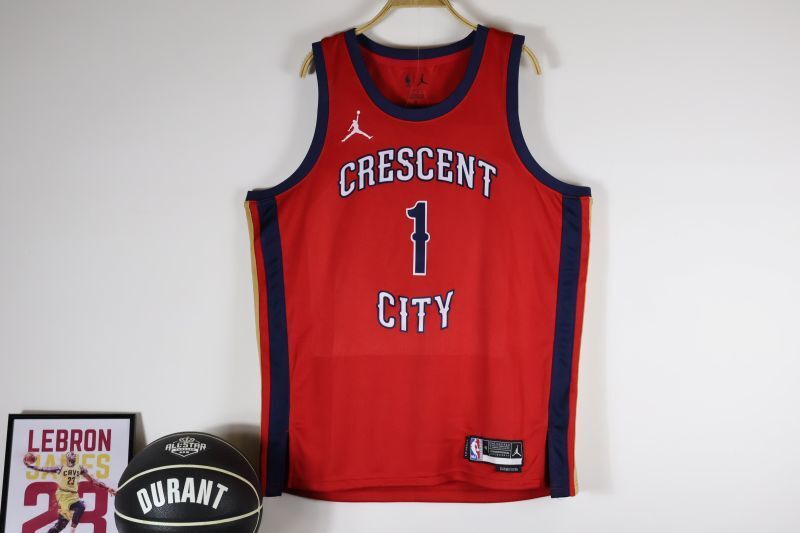 New Orleans Pelicans #1 Zion Williamson 2023-24 statement jersey red Style 2 Basketball Jersey basketball jersey product view 1