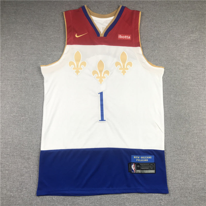 New Orleans Pelicans #1 Zion Williamson 21 Pelicans 1 New White City Edition Style 2 Basketball Jersey basketball jersey product view 1