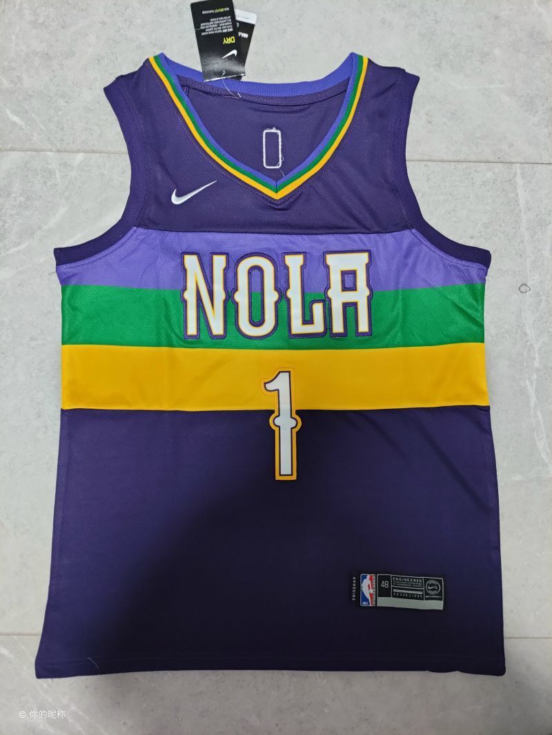 New Orleans Pelicans #1 Zion Williamson 22-23 Season nba Pelicans Team 1# City Edition Purple Jersey Style 2 basketball jersey product view 1