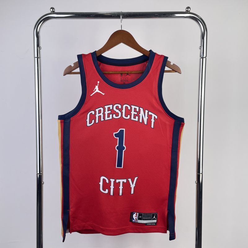 New Orleans Pelicans #1 Zion Williamson 2324 statement jersey red Style 2 Basketball Jersey basketball jersey product view 1