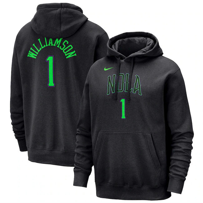 New Orleans Pelicans #1 Zion Williamson Black 2023 24 City Edition Name & Number Basketball Jersey basketball jersey product view 1