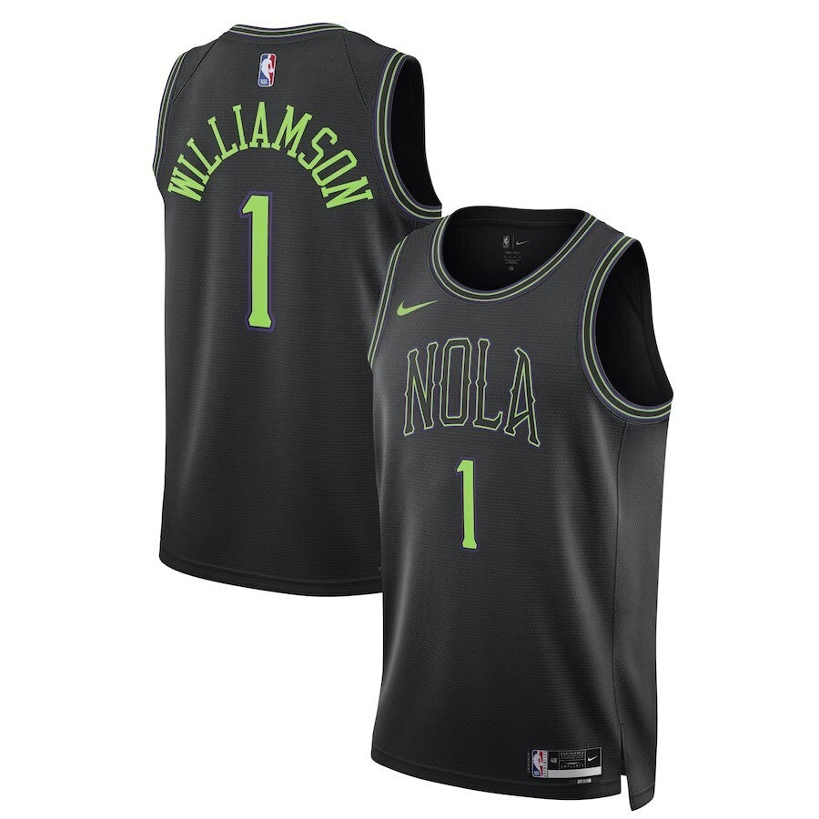New Orleans Pelicans #1 Zion Williamson Unisex 2023 24 Swingman Jersey - Black - City Edition basketball jersey product view 1