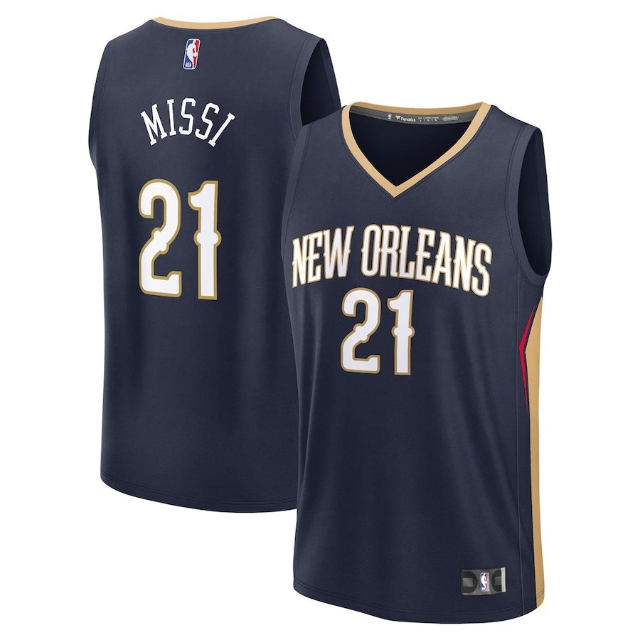 New Orleans Pelicans #21 Yves Missi 2024 NBA Draft Fast Break Player Jersey - Icon Edition - Navy basketball jersey product view 1