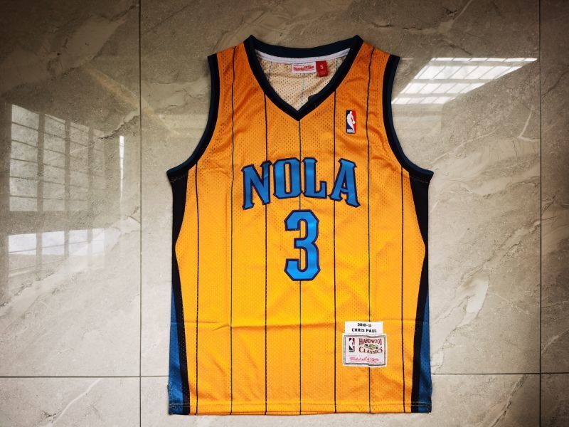 New Orleans Pelicans #3 Chris Paul Hornets 3 Retro Yellow Paul Style 2 Basketball Jersey basketball jersey product view 1