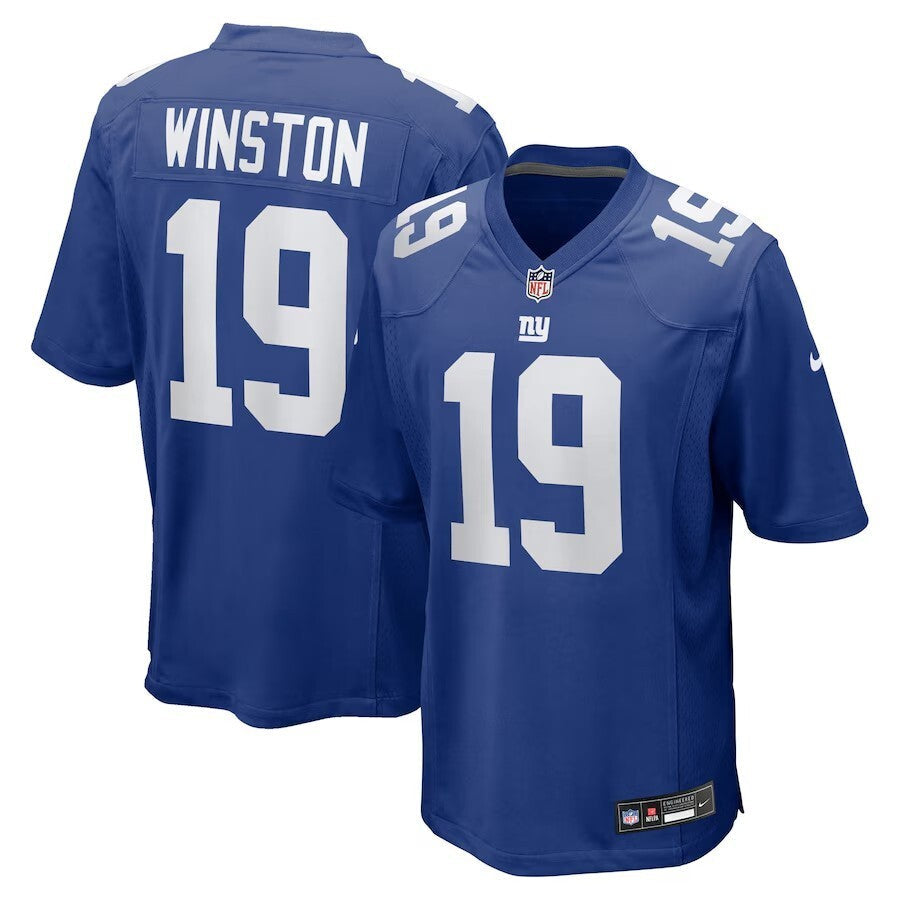 New York Giants #19 Jameis Winston Team Game Jersey - Royal Football Jersey football jersey product view 1