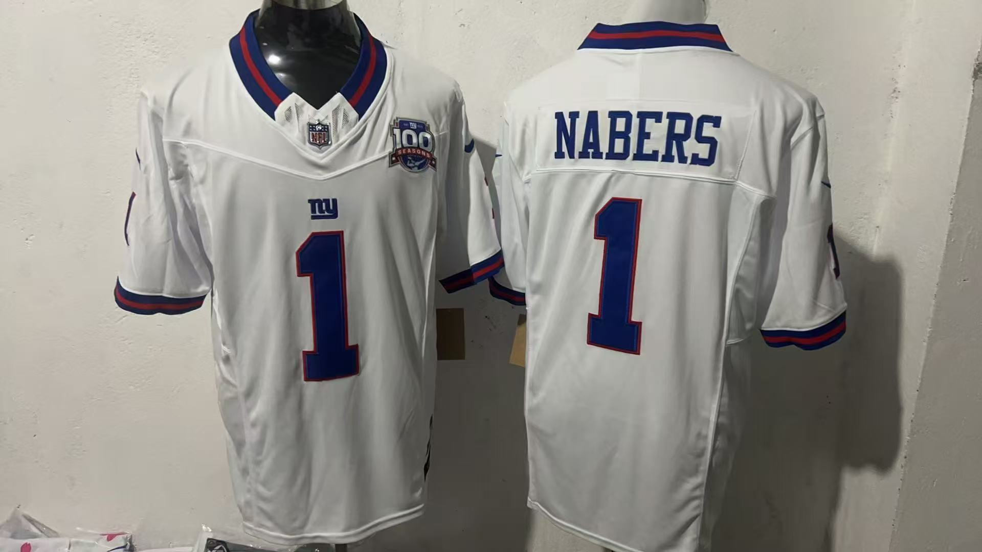 New York Giants #1 Malik Nabers Style 6 Football Jersey football jersey product view 1