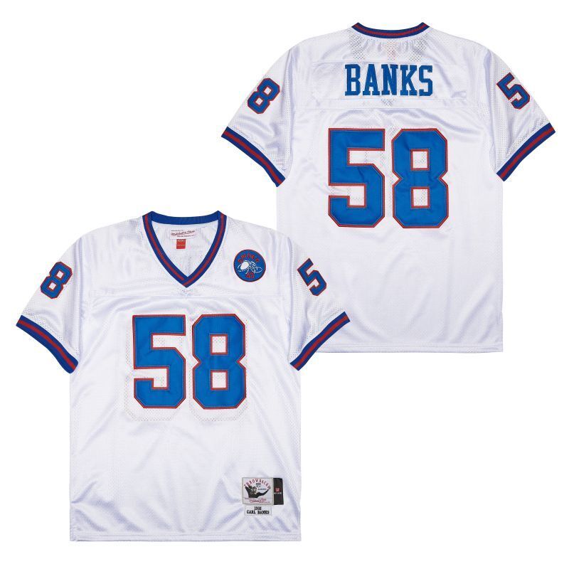 New York Giants #58 Carl Banks Giants simms 58 White Style 3 Football Jersey football jersey product view 1