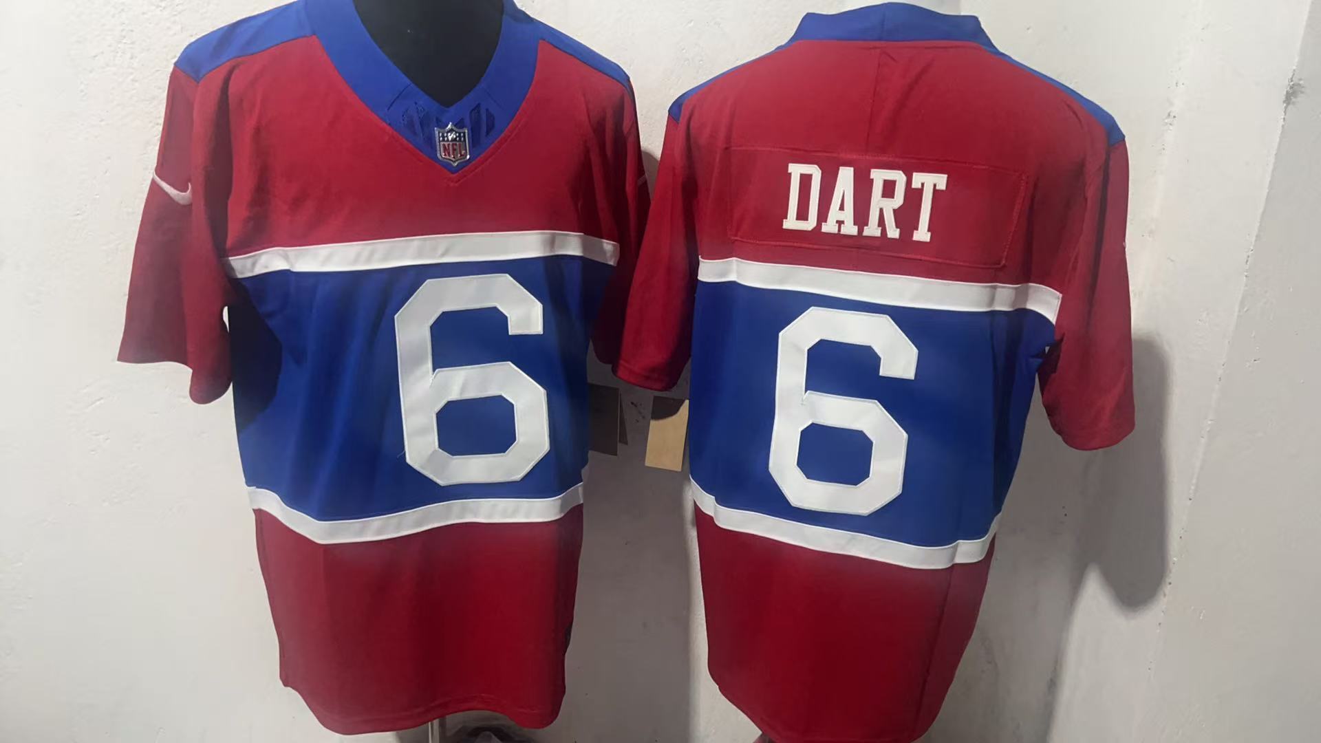 New York Giants #6 Jaxson Dart Style 4 Football Jersey football jersey product view 1