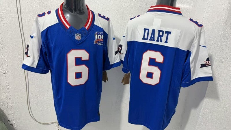 New York Giants #6 Jaxson Dart Style 6 Football Jersey football jersey product view 1