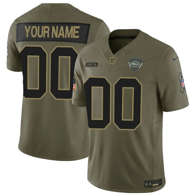 New York Jets Active Player Custom Olive 2025 F.U.S.E. Salute to Service Football Jersey football jersey product view 1