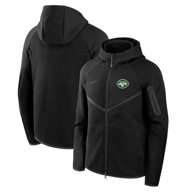 New York Jets Black Tech Fleece Full-Zip Windrunner Hoodie Football Jersey football jersey product view 1