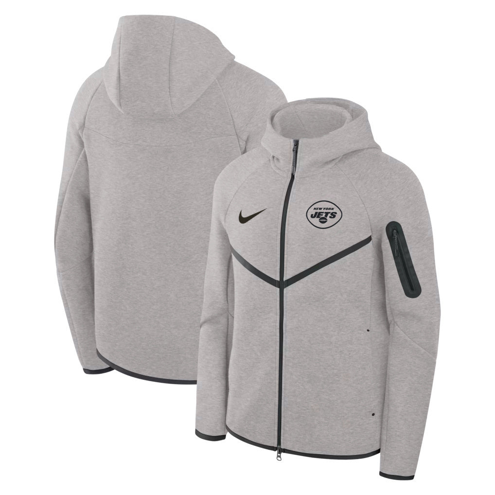 New York Jets Grey Tech Fleece Windrunner Full-Zip Hoodie Football Jersey football jersey product view 1