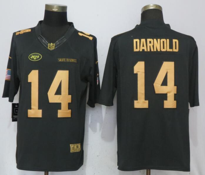 New York Jets #14 Sam Darnold Gold Anthracite Salute To Service Limited Jersey Football Jersey football jersey product view 1