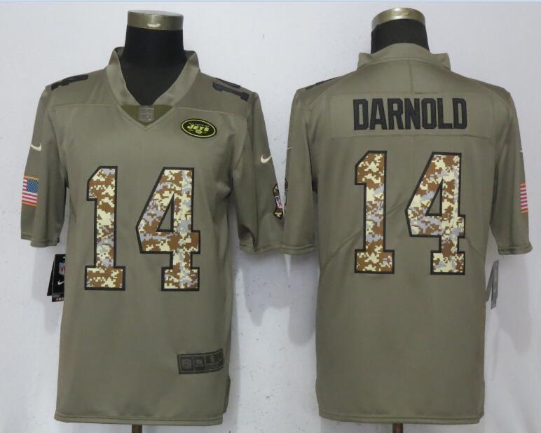 New York Jets #14 Sam Darnold Olive Camo Carson 2017 Salute to Service Limited Jersey Football Jersey football jersey product view 1