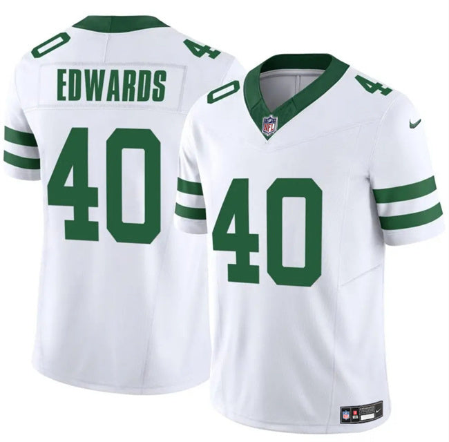 New York Jets #40 Donovan Edwards White 2025 F.U.S.E. Vapor Untouchable Football Jersey football jersey product view 1
