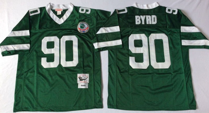 New York Jets #90 Dennis Byrd Green Throwback Football Jersey football jersey product view 1