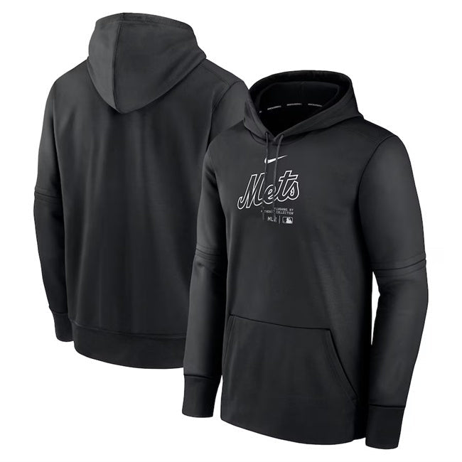 New York Mets Black Collection Practice Performance Pullover Hoodie Baseball Jersey baseball jersey product view 1