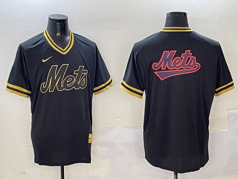 New York Mets Mets Black Gold Adult Style 1 Baseball Jersey baseball jersey product view 1