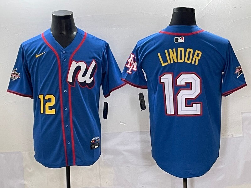 New York Mets #12 Francisco Lindor Mets 25 All-Star Style 3 Baseball Jersey baseball jersey product view 1