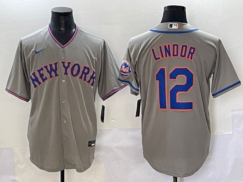 New York Mets #12 Francisco Lindor Mets Adult Style 4 Baseball Jersey baseball jersey product view 1