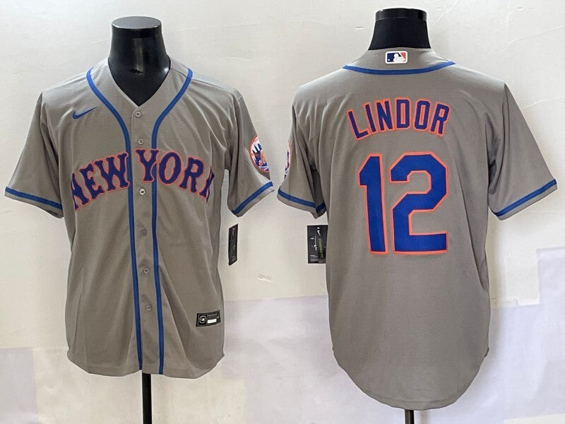 New York Mets #12 Francisco Lindor Mets Adult Style 6 Baseball Jersey baseball jersey product view 1