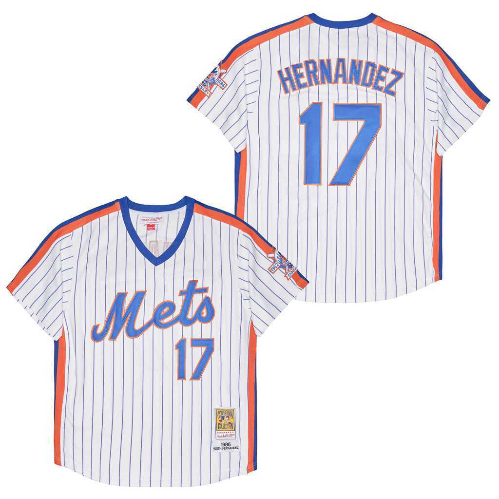 New York Mets #17 Keith Hernandez Mets 17 White 1986 Retro Baseball Jersey baseball jersey product view 1