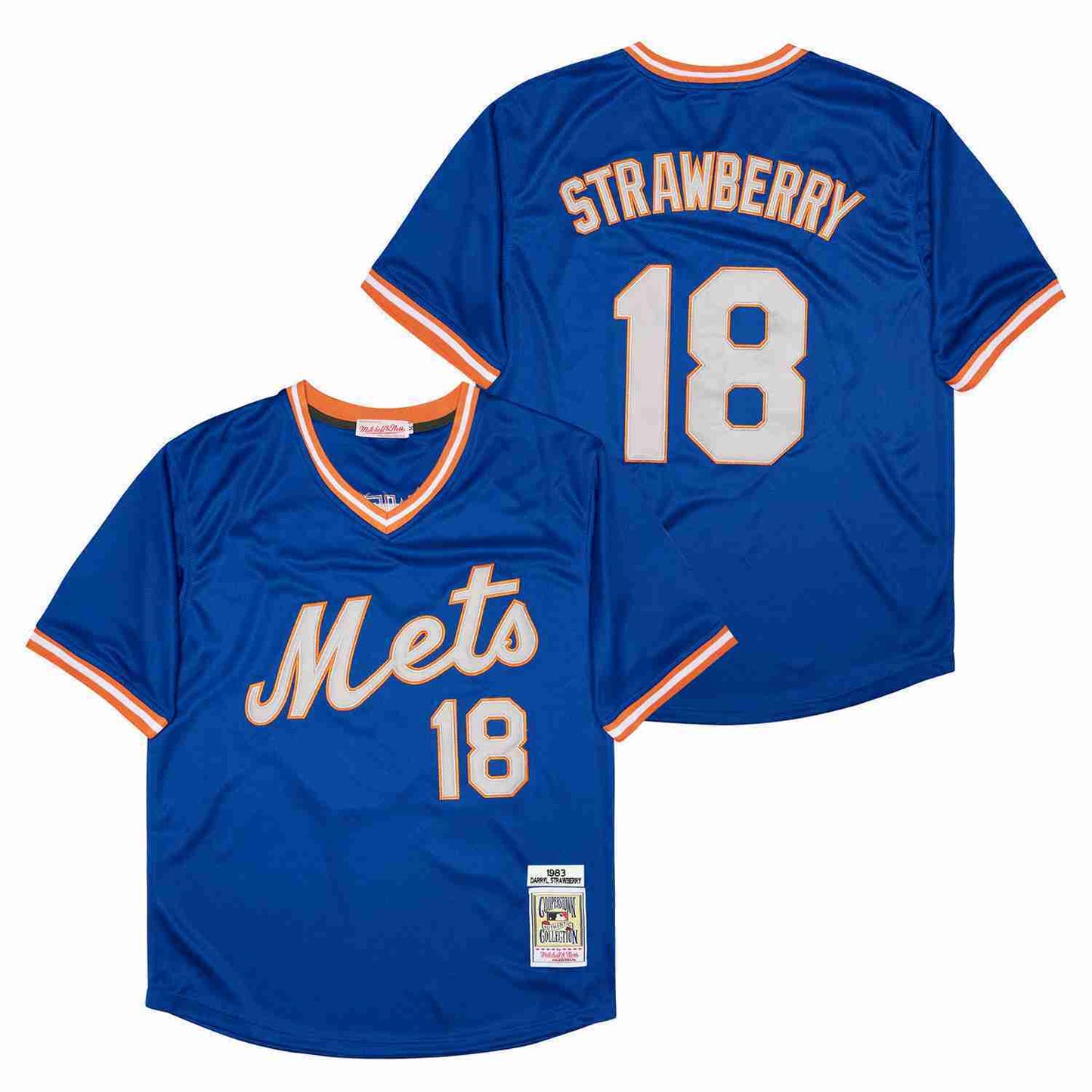 New York Mets #18 Darryl Strawberry Mets Blue Pullover 1983 Retro Baseball Jersey baseball jersey product view 1